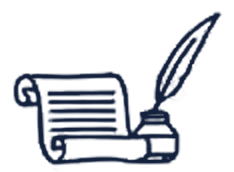 Scroll and quill pen icon
